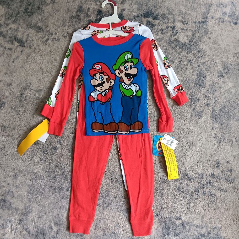SUPER MARIO BROTHER TODDLER PAJAMAS LONG SLEEVE 4 PIECE SIZE 4